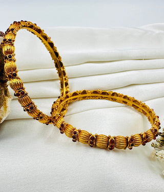 The Gauravi Silver Kemp Bangle (Red/Size/2.2/2.4/2.6/2.8)