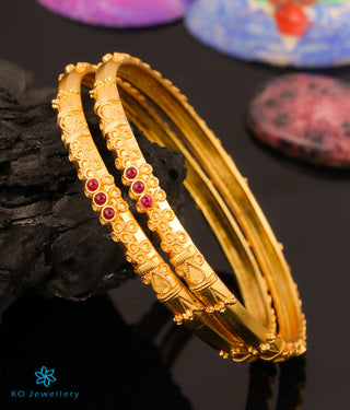 The Kavya Antique Silver Coorgi Bangle-Single (Size/2.2/2.4/2.6/2.8)