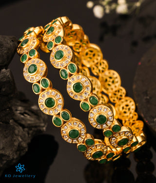 The Sejal Silver Green Kemp Bangle (Size/2.2/2.4/2.6/2.8)