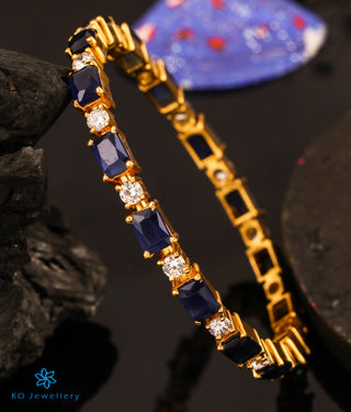 The Avani Silver Blue Kemp Bangle (Size/2.2/2.4/2.6/2.8)