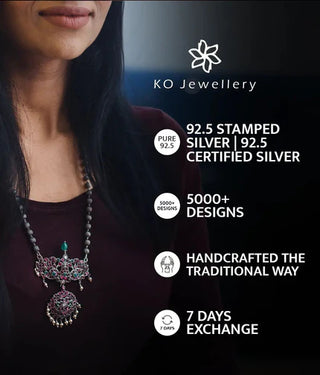 The Anavila Pearl & Coral Kokkethathi Silver Necklace & Earrings