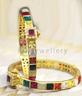 The Sampada Silver Navaratna Bracelet-Single (Size /2.2/2.4/2.6/2.8)