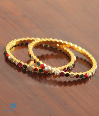 The Lohita Silver Navratna Bangle-Single (Size/2.2/2.4/2.6/2.8)