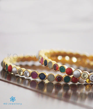 The Lohita Silver Navratna Bangle-Single (Size/2.2/2.4/2.6/2.8)