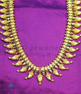 The Ananya Silver Navratna Long Mango Necklace/Waistbelt