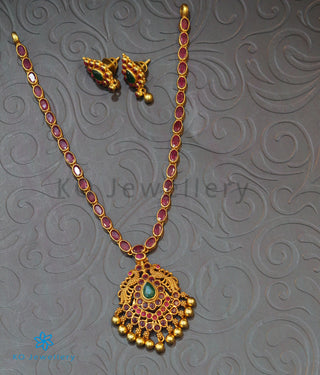The Pratiksha Silver Peacock Kemp Necklace