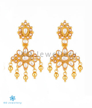 The Dvaita Silver Kempu Reversible Earrings(Red/Pearl)