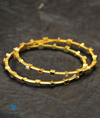 The Ridha Silver Navratna Bangle-Single (Size 2.2/2.4/2.6/2.8)