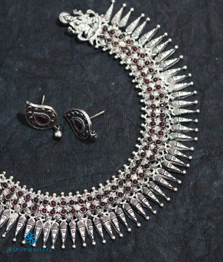 The Devi Sri Silver Kempu Necklace (Oxidised)