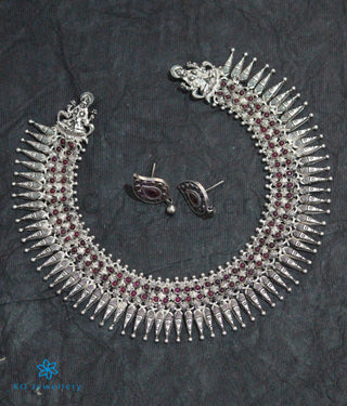 The Devi Sri Silver Kempu Necklace (Oxidised)