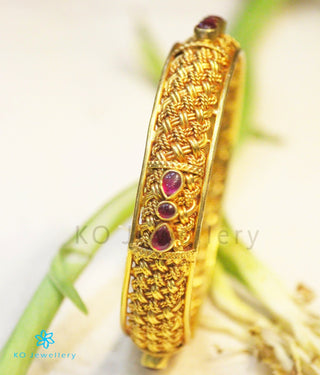 The Avritti Silver Antique  Kempu Bangle(Size 2.2/2.4/2.6/2.8)