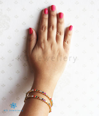 The Lohita Silver Navratna Bangle -Single (Oxidised/Size/2.2/2.4/2.6/2.8)