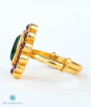 Handmade gold plated antique temple jewellery ring