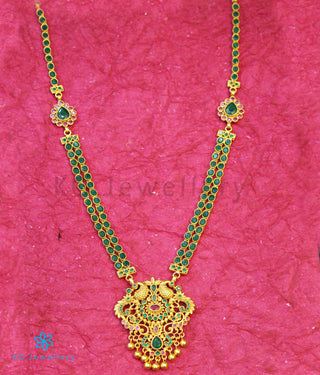 The Madhurya Silver Peacock Kempu Necklace