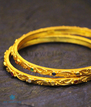 The Rachita Silver Navratna Bangle-Single (Size/2.2/2.4/2.6/2.8)