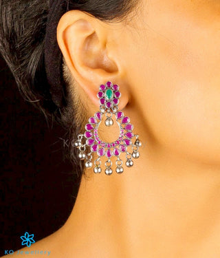The Padmavat Silver Chand Bali Earrings(Oxidised)