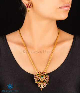 The Classic Gandaberunda Silver Pendant Set (Red/Green)