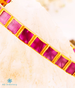 The Aikya Silver Kemp Bangle- Single (Red/Size 2.2/2.4/2.6/2.8)