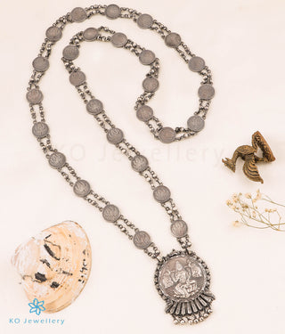 The Classic Silver Lakshmi Kasumala Coin Necklace (Oxidised)