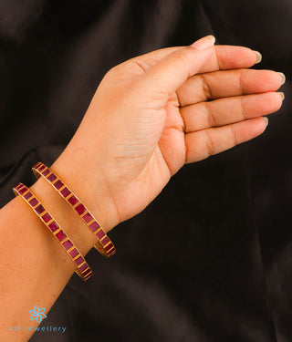 The Aikya Silver Kemp Bangle- Single (Red/Size 2.2/2.4/2.6/2.8)