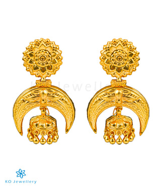 God plated Aadhira Silver Jhumka in a white background