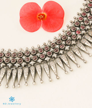 The Devi Sri Silver Kempu Necklace (Oxidised)