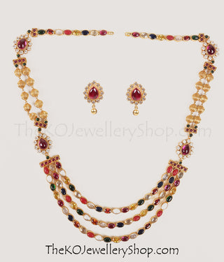 Hand crafted gold dipped silver navratna necklace shop online