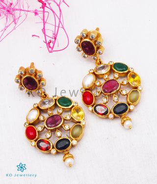 The Payal Silver Navratna Pendant & Earrings