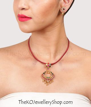 925 sterling silver navratna pendant set jewellery for women