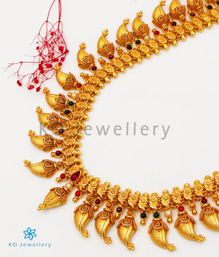 The Ananya Silver Navratna Long Mango Necklace/Waistbelt