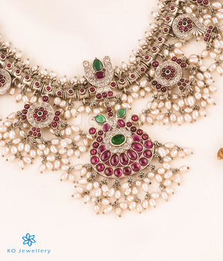 The Shankhu, Chakra Silver Guttapusalu Necklace