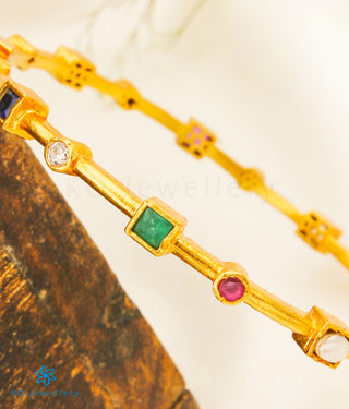 The Ridha Silver Navratna Bangle-Single (Size 2.2/2.4/2.6/2.8)