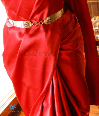 The Kamya Silver Kundan Peacock Waist belt (Bright Silver)