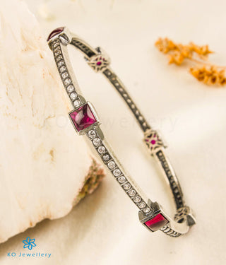 The Deeksha Silver Kempu Bangle (Oxidised/Size 2.2/2.4/2.6/2.8)