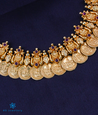 The Dhriti Antique Silver Lakshmi Kasumala Coin Necklace (Short)