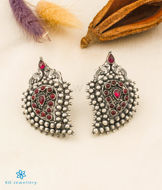 The Prashanti Silver Paisley Thread Necklace (Red)