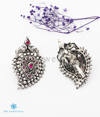 The Prashanti Silver Paisley Thread Necklace (Black)