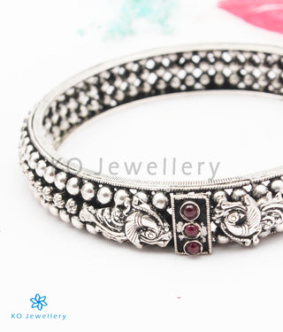 The Malhar Silver Bangle - Single (Oxidised/Size 2.2/2.4/2.6/2.8)