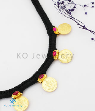 The Loukya Silver Coin Necklace Set (Black)