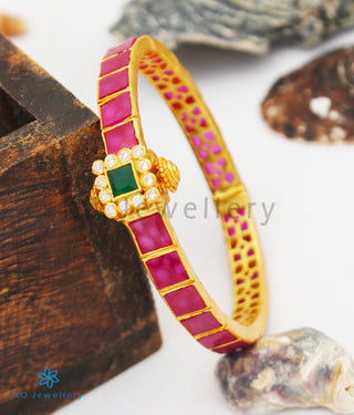The Sampada Silver Kemp Bracelet (Red/Green/Size 2.2/2.4/2.6/2.8)