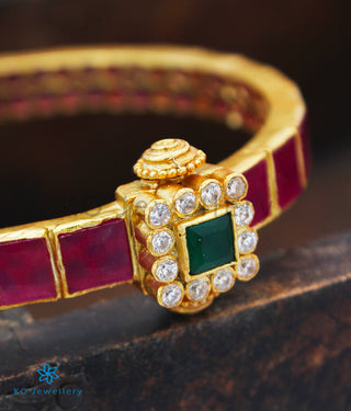 The Sampada Silver Kemp Bracelet (Red/Green/Size 2.2/2.4/2.6/2.8)