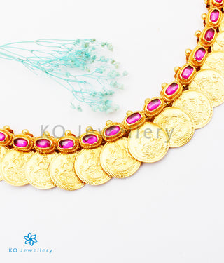 The Dharaa Antique Silver Reversible Kasumala Coin Necklace (Short)