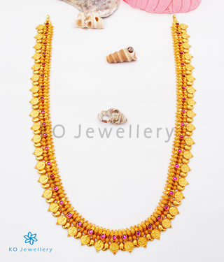 The Pratha Antique Silver Lakshmi Kasumala Coin Necklace/Waistbelt - Red