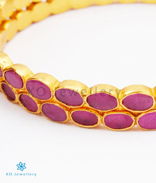 The Rudhira Silver Kemp Bangle(Red/Size 2.2/2.4/2.6/2.8)