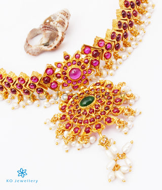 The Amolika  Silver Pearl Addige Necklace