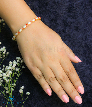 The Adviti Silver Pearl & Coral Bangle (Size/2.2/2.4/2.6/2.8)