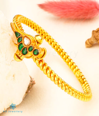 The Isha Antique Silver Golusu Bracelet (Green/Size 2.2/2.4/2.6/2.8)