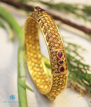 The Avritti Silver Antique  Kempu Bangle(Size 2.2/2.4/2.6/2.8)