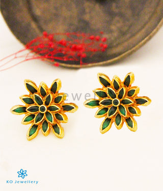 The Padma Silver Lotus Ear-studs (Green)